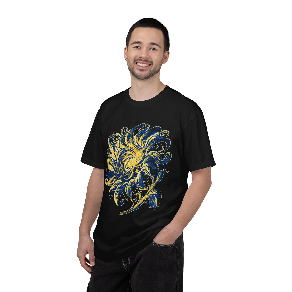 Celestial Sun Graphic Shirt, Blue and Gold Cosmic T-Shirt, Mystical Night Sky Tee, Astrology Gift for Stargazers and Dreamers, Gift Idea