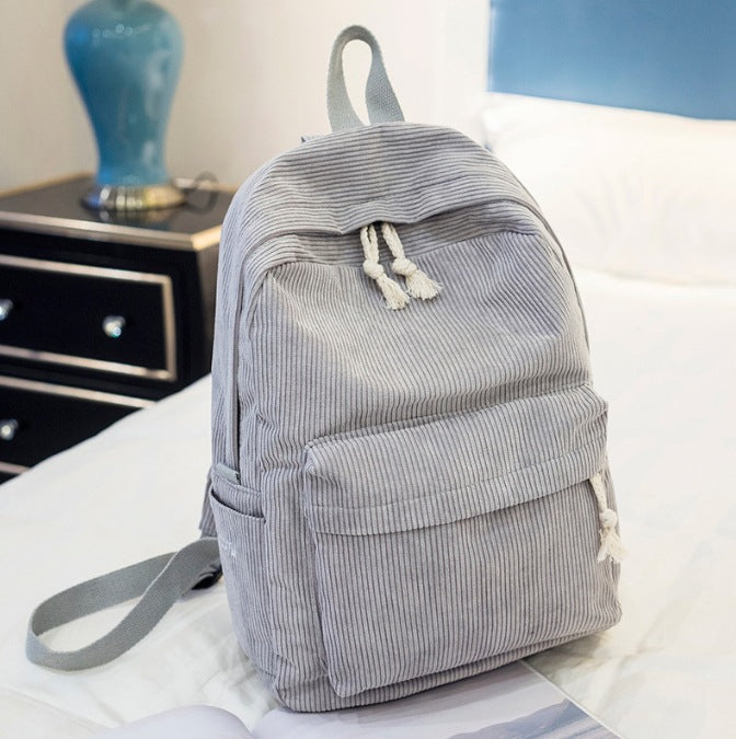 Etsy Cross-border Cute Corduroy Large Capacity Backpack with Adhesive for Letters, Kids and Students School Bag