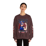 American Empowered Women Sweatshirt, Patriotic Rosie Style Crewneck, USA Flag Pullover, Fourth of July Outfit, Feminist Gift for Her