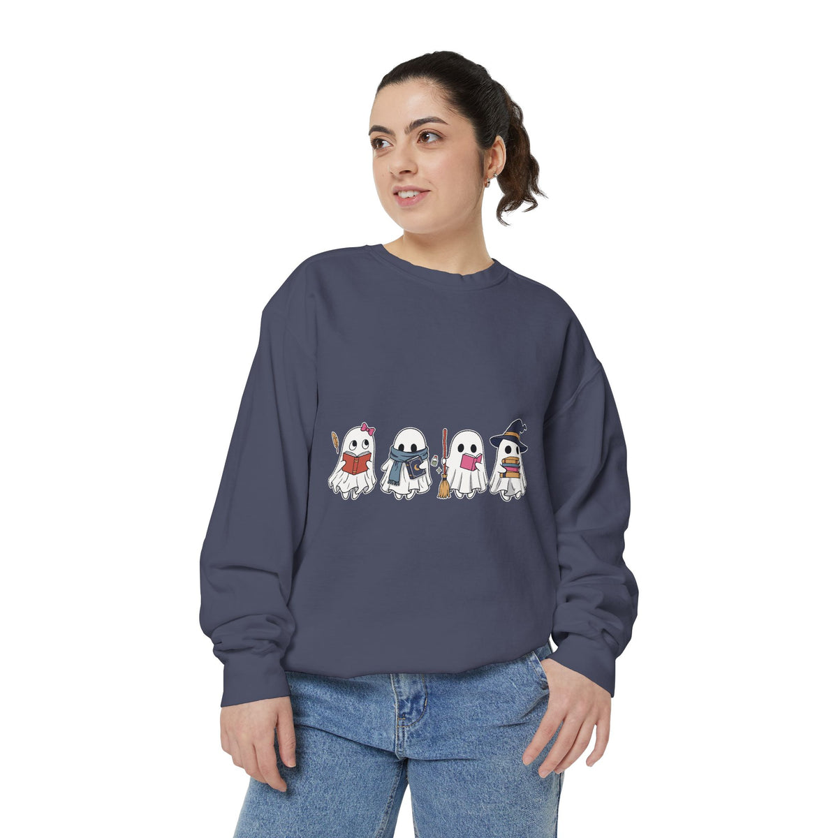 Bookish Ghost Sweatshirt, Cute Halloween Reading Crewneck, Spooky Book Lover Gift for Teacher, Librarian Fall Outfit, Cozy Reader Shirt