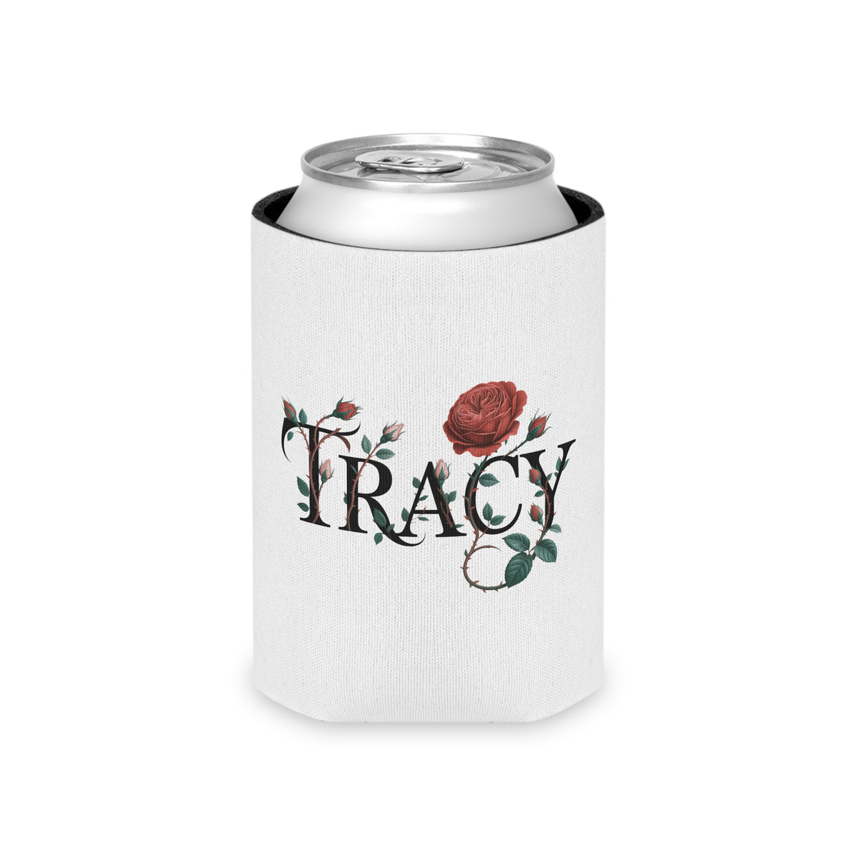 Personalized Wine Can Cooler, Custom Name Beer Can Holder, Floral Rose Drink Sleeve, Custom Gift for Her, Bridesmaid Gift, Birthday Gift