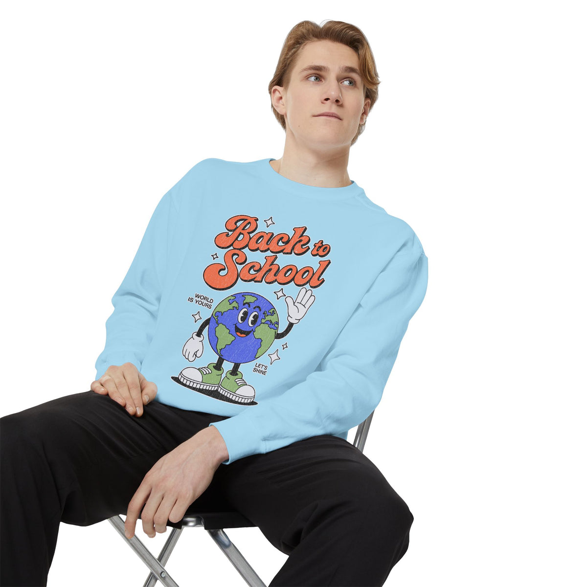Back to School Earth Sweatshirt, Retro Globe Graphic Pullover, Teacher First Day Outfit, Student Gift, Classroom Crewneck, Educator Gift