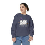 We Boo at Dawn Ghost Sweatshirt, Funny Halloween Witch Broom Pullover, Cute Spooky Season Gift for Friends and Ghost Lovers, October Outfit
