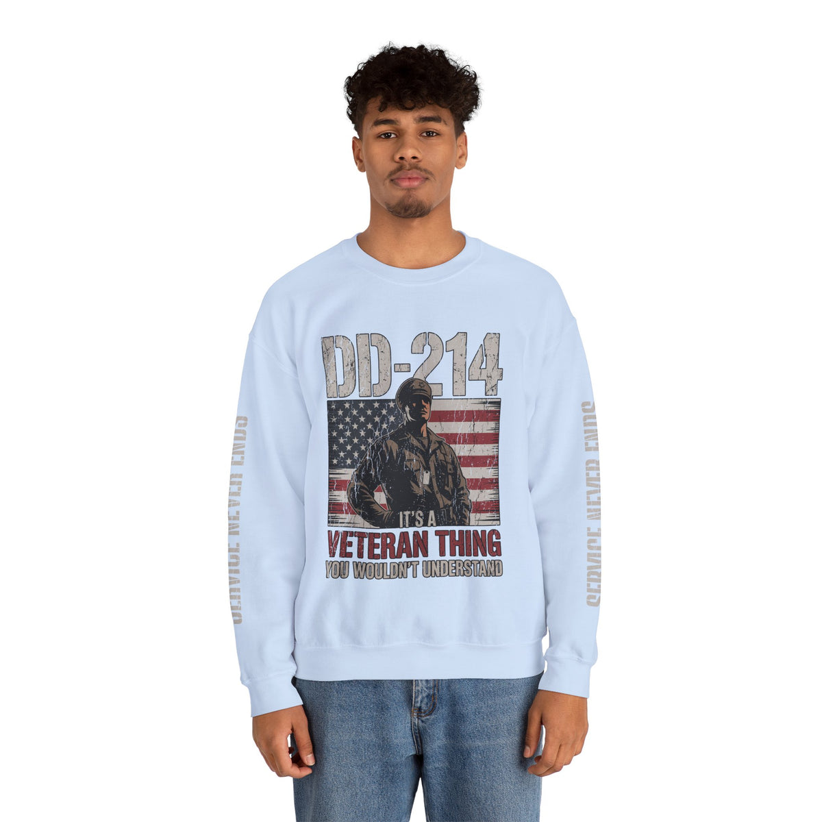 DD-214 Veteran Sweatshirt, Military Veteran Crewneck, American Flag Pullover, Veteran Gift for Him, Patriotic Fourth of July Top
