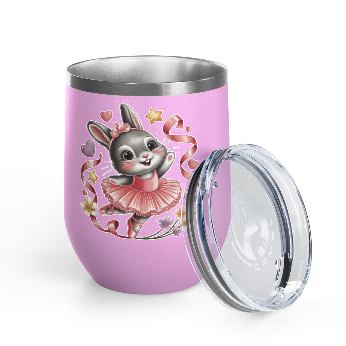 Ballet Bunny Wine Tumbler, Cute Pink Rabbit Cup, Gift for Ballerinas, Dance Students, Bunny Lovers and Ballet Besties