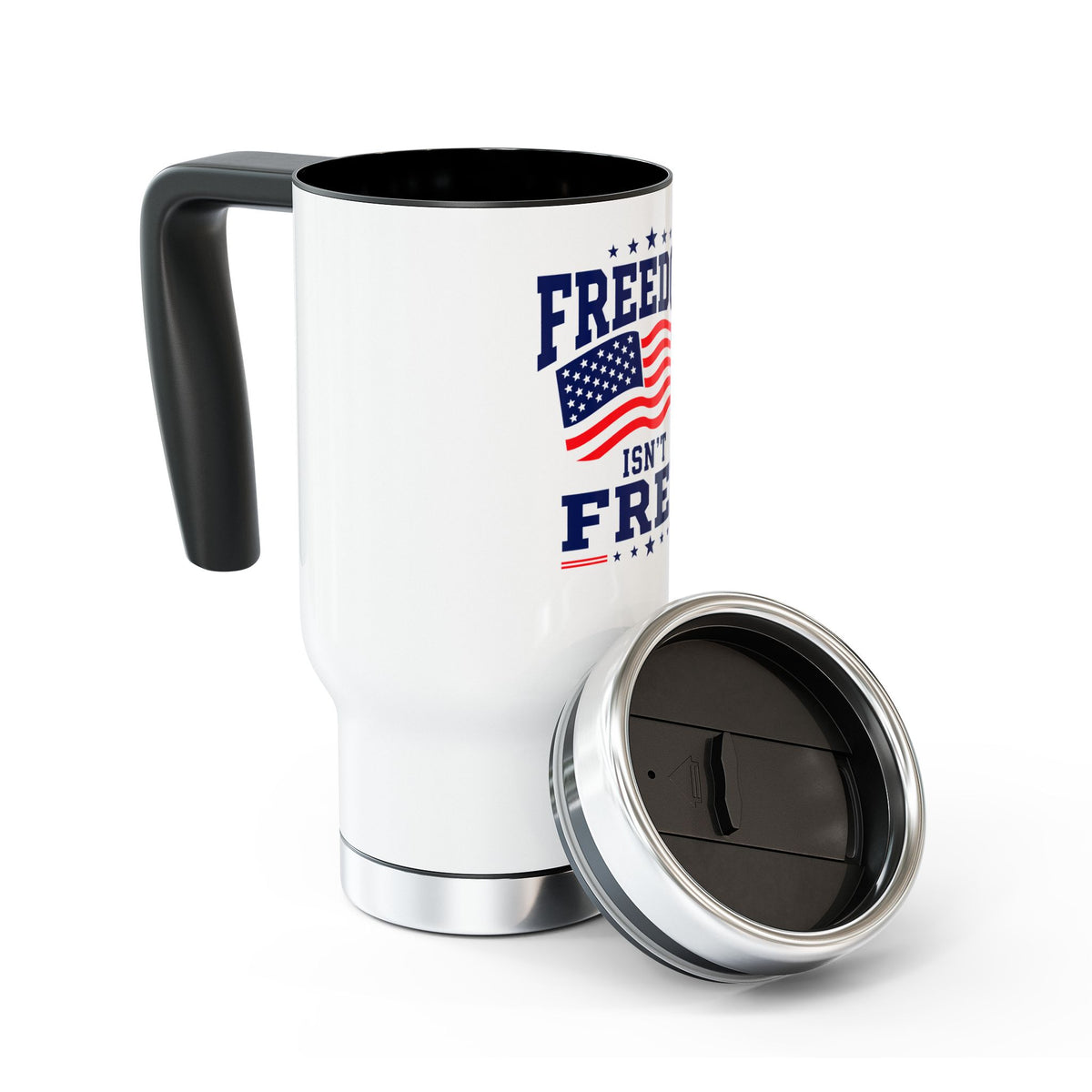 Military Stainless Steel Travel Mug, Freedom Isn't Free Coffee Cup, Patriotic Gift for Veteran, Soldier Gift, Armed Forces Drinkware