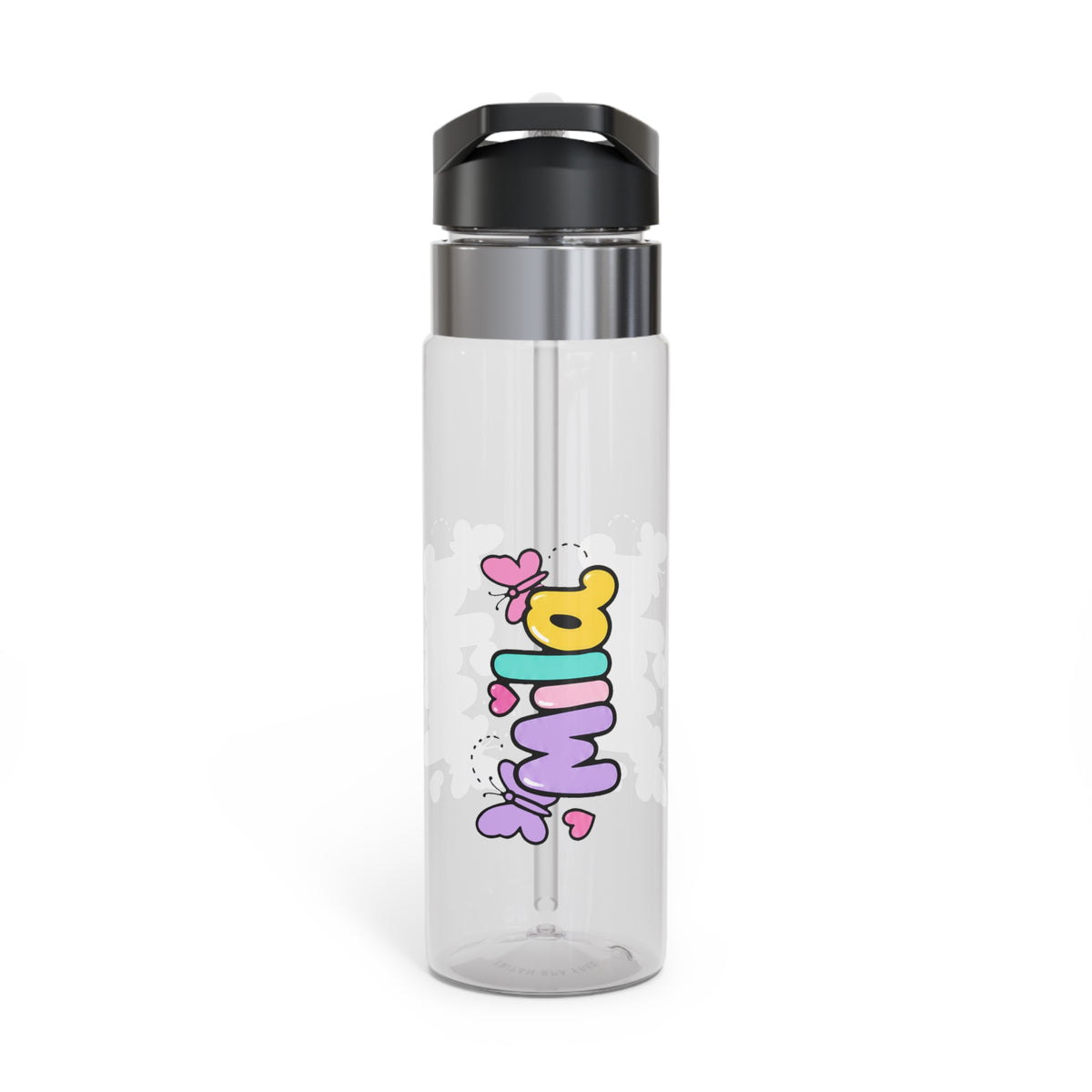 Personalized Butterfly Water Bottle, Custom Name Drink Bottle for Girls, Pastel Kids School Bottle, Cute Birthday Gift for Her