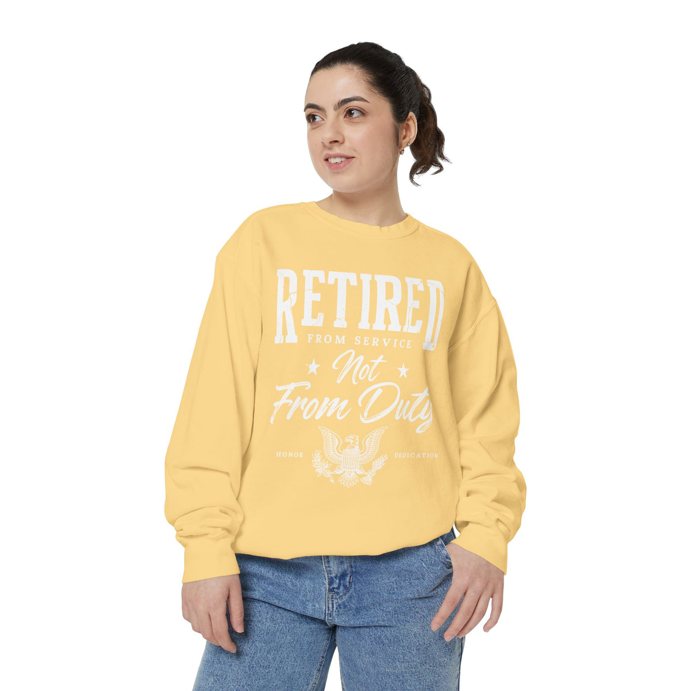 Retired From Service Not From Duty Sweatshirt, Military Retirement Crewneck, Veteran Gift, Patriotic Eagle Veterans Day Pullover for Retiree