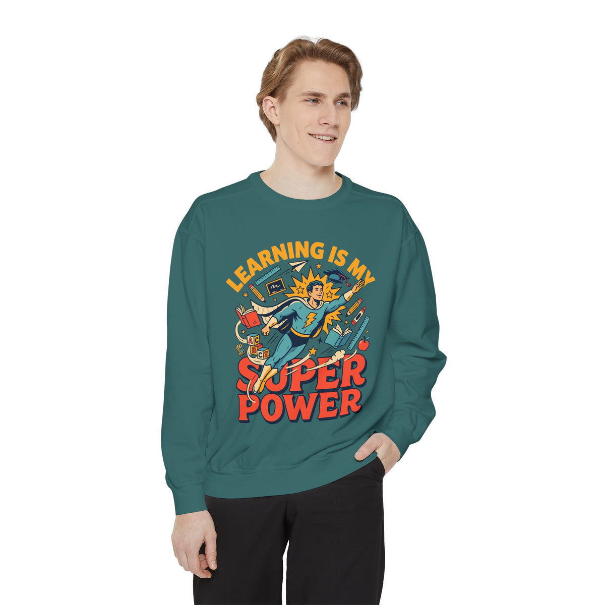 Teacher Superpower Comfort Colors Sweatshirt, Learning Is My Superpower Sweatshirt, Teacher Appreciation Gift, Back To School Crewneck