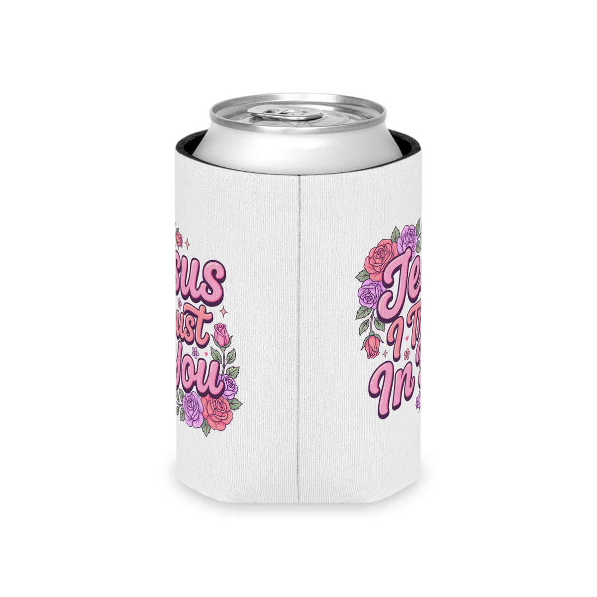 Christian Can Cooler, Jesus I Trust in You Drink Sleeve, Floral Faith Gift for Women, Catholic Gift, Religious Party Favor