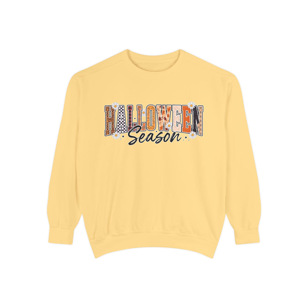 Halloween Season Sweatshirt, Leopard Plaid Pumpkin Letter Pullover, Cute Fall Gift for Women, Spooky October Outfit for Teachers and Moms