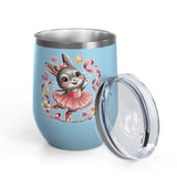 Ballet Bunny Wine Tumbler, Cute Pink Rabbit Cup, Gift for Ballerinas, Dance Students, Bunny Lovers and Ballet Besties