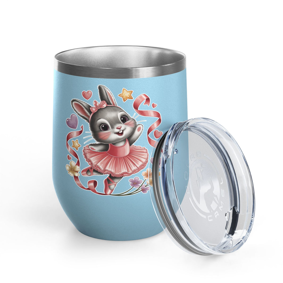 Ballet Bunny Wine Tumbler, Cute Pink Rabbit Cup, Gift for Ballerinas, Dance Students, Bunny Lovers and Ballet Besties