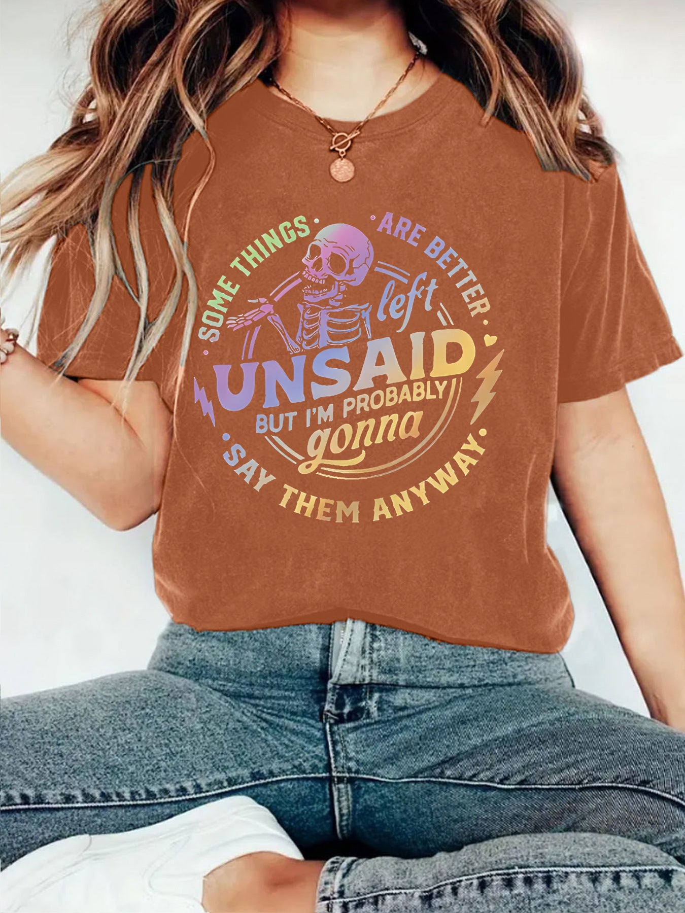 Short sleeved women's t-shirt skeleton Halloween