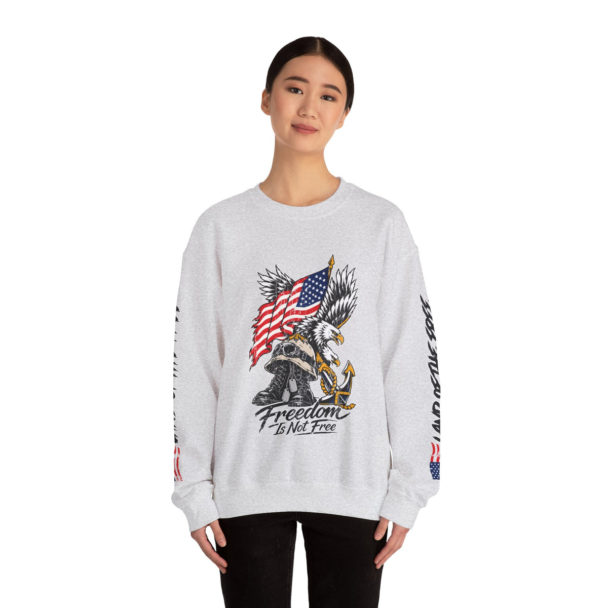 Freedom Is Not Free Sweatshirt, Patriotic Eagle Pullover, American Flag Military Style, Veterans Gift, USA Pride, Americana Clothing