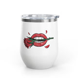 Red Lips and Rose Wine Tumbler, Gothic Romantic Stainless Steel Cup, Valentine's Day Gift for Her, Alternative Love Gift
