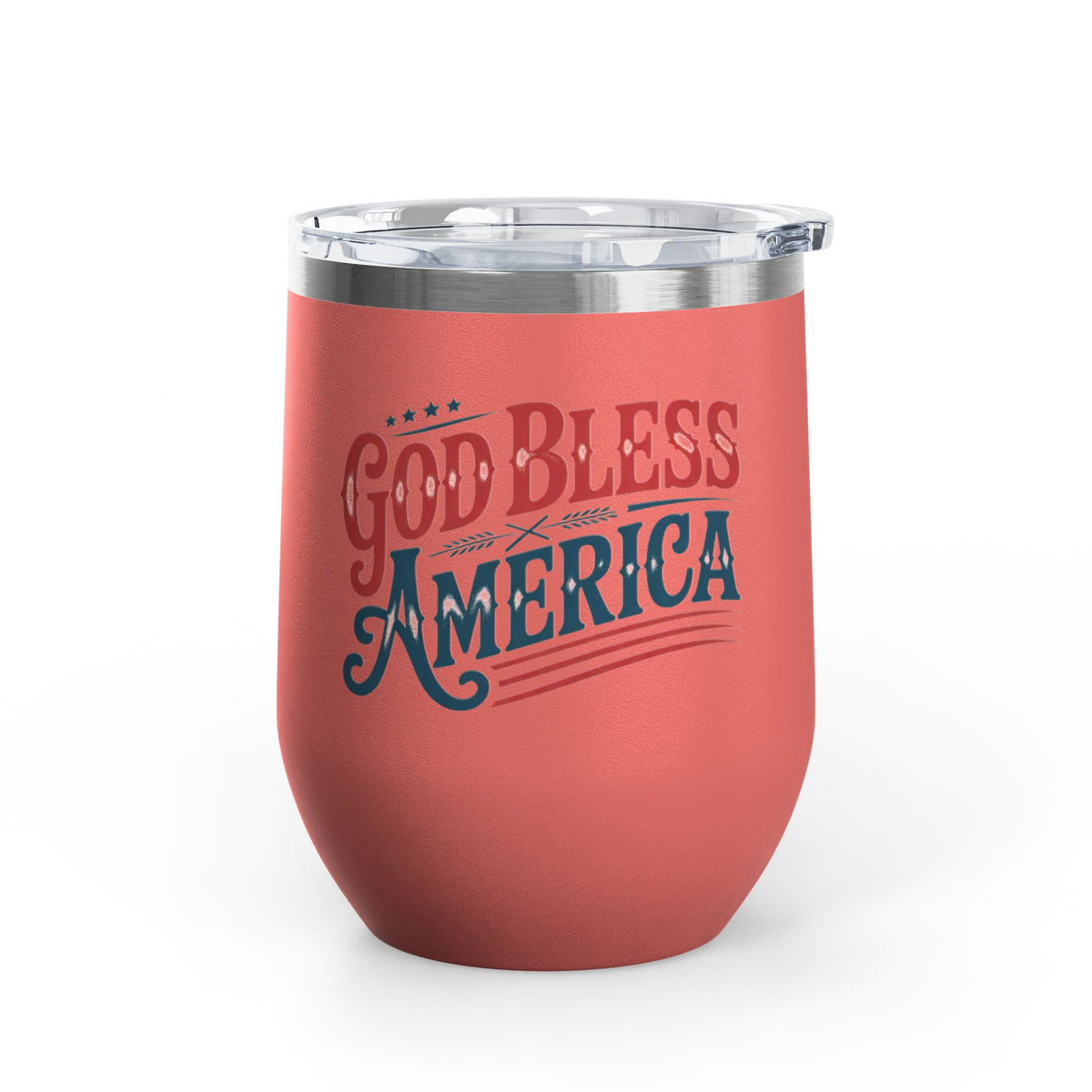 God Bless America Wine Tumbler, Patriotic Drinkware for Women, USA Wine Cup, Fourth of July Gift, American Pride Gift, Red White Blue Cup