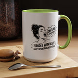 Funny Coffee Lover Mug, Caffeine Incoming Coffee Cup, Handle With Care Mug, Funny Coworker Gift, Office Humor Mug for Women