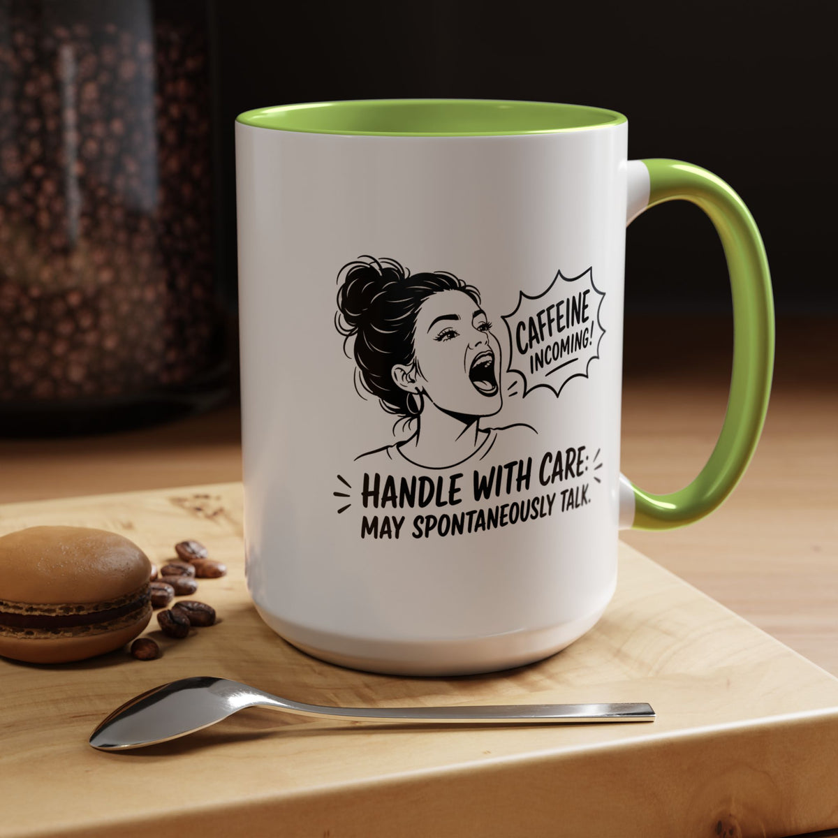 Funny Coffee Lover Mug, Caffeine Incoming Coffee Cup, Handle With Care Mug, Funny Coworker Gift, Office Humor Mug for Women
