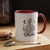 Personalized Snake Mug with Name, Celestial Serpent Coffee Cup, Custom Witchy Gift for Snake Lover, Gothic Botanical Birthday Gift