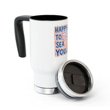 Happy to Sea You Stainless Steel Travel Mug, Cute Seahorse Cup, Ocean Lover Gift, Beach Vacation Drinkware