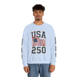 USA 250 Sweatshirt, American Flag Crewneck, Patriotic Pullover, USA 250th Anniversary Gift, Fourth of July Shirt, Americana Top