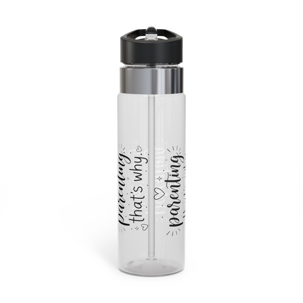 Personalized Parenting Transparent Water Bottle, Mom Gift for Busy Parents, Inspirational Drink Bottle for Moms, Everyday Hydration Gift
