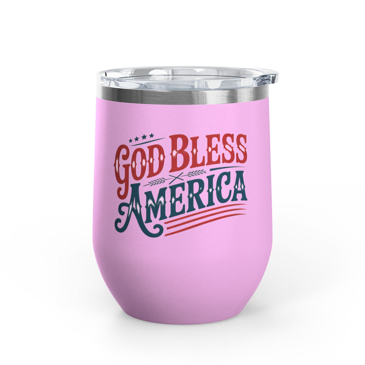 God Bless America Wine Tumbler, Patriotic Drinkware for Women, USA Wine Cup, Fourth of July Gift, American Pride Gift, Red White Blue Cup