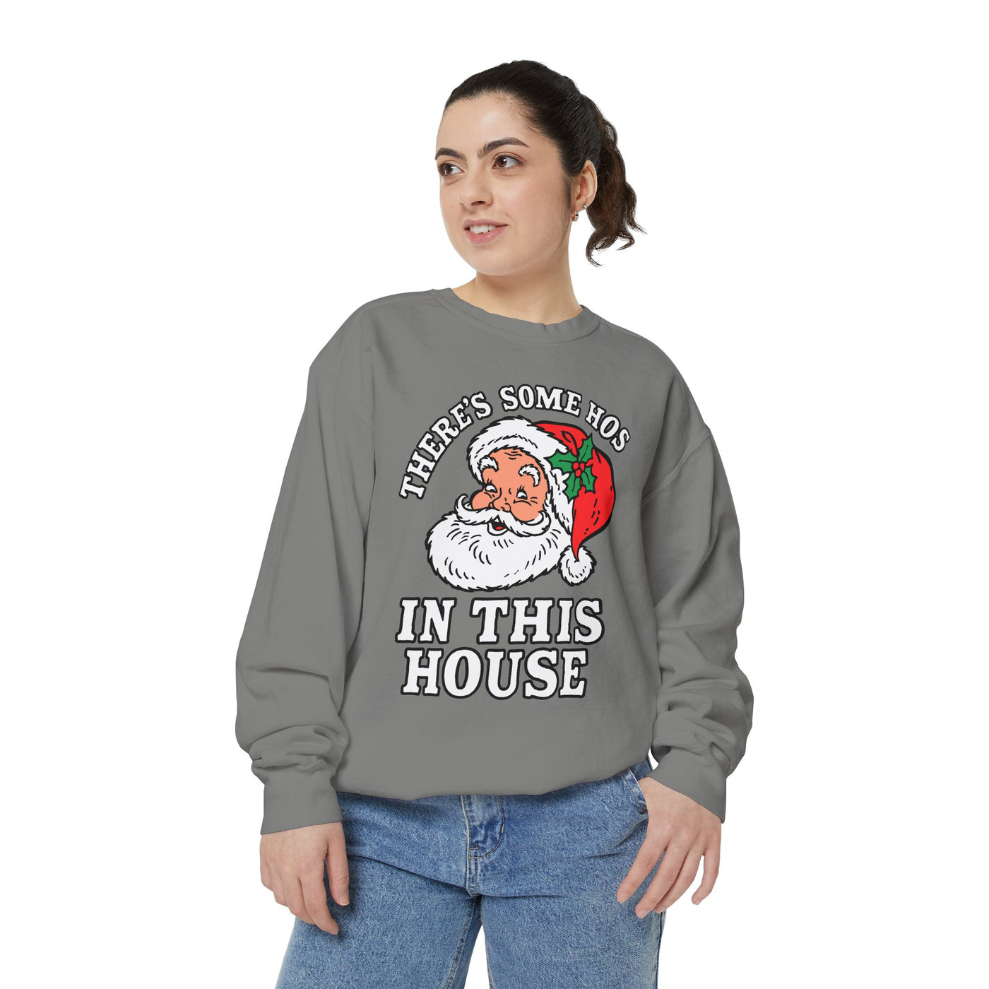 There's Some Ho's in This House Sweatshirt, Funny Santa Christmas Crewneck, Adult Holiday Party Pullover, Naughty Gift for Friends