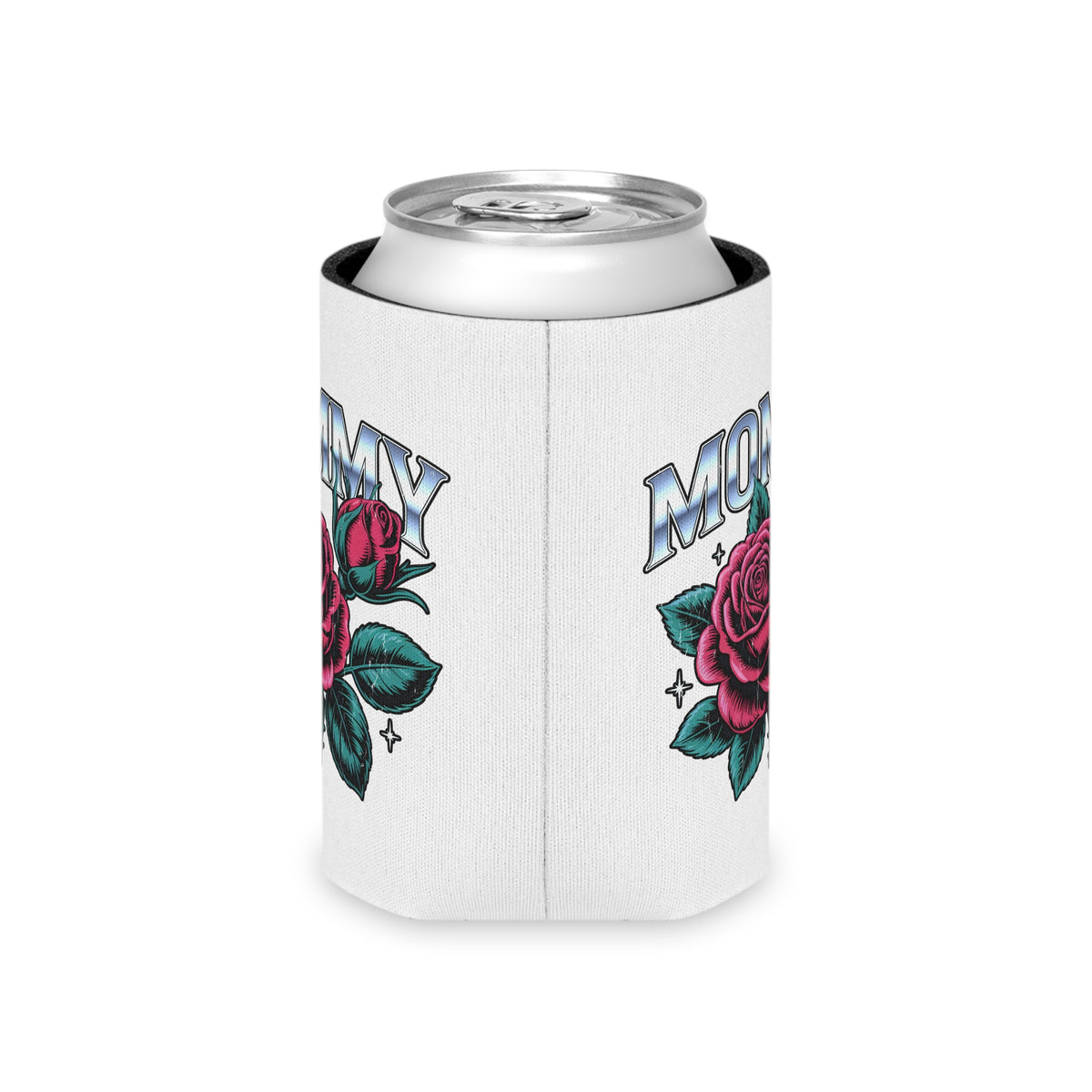 Mommy Rose Can Cooler, Pink Floral Drink Sleeve, Mother's Day Gift for Mom, Birthday Present for Mama and Floral Lovers