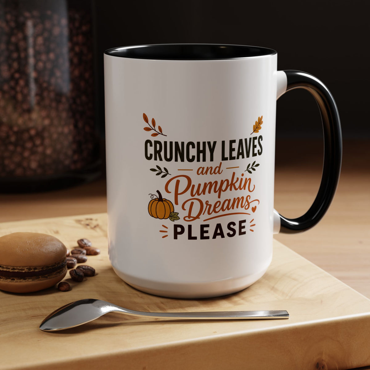 Cozy Air and Crunchy Leaves Mug, Pumpkin Dreams Fall Coffee Cup, Autumn Lover Gift for Her, Cute Seasonal Drinkware and Decor