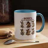Boss's Guide to Troubleshooting Coffee Mug, Funny Office Joke Gift for Coworkers, Sarcastic Donkey Jackass Ceramic Tea Cup with Dark Blue Handle