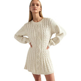Round neck long sleeved dress