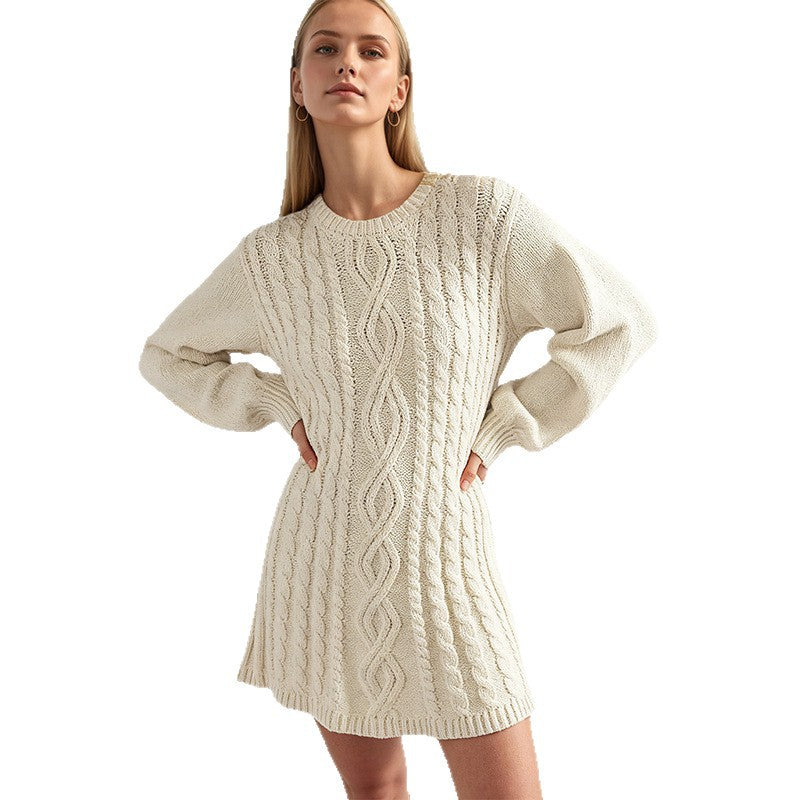 Round neck long sleeved dress