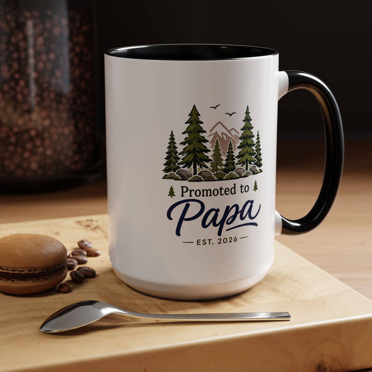 Promoted to Papa Mug, New Grandpa Pregnancy Announcement Gift, Woodland First Time Grandfather Coffee Cup, Baby Reveal Keepsake 2026
