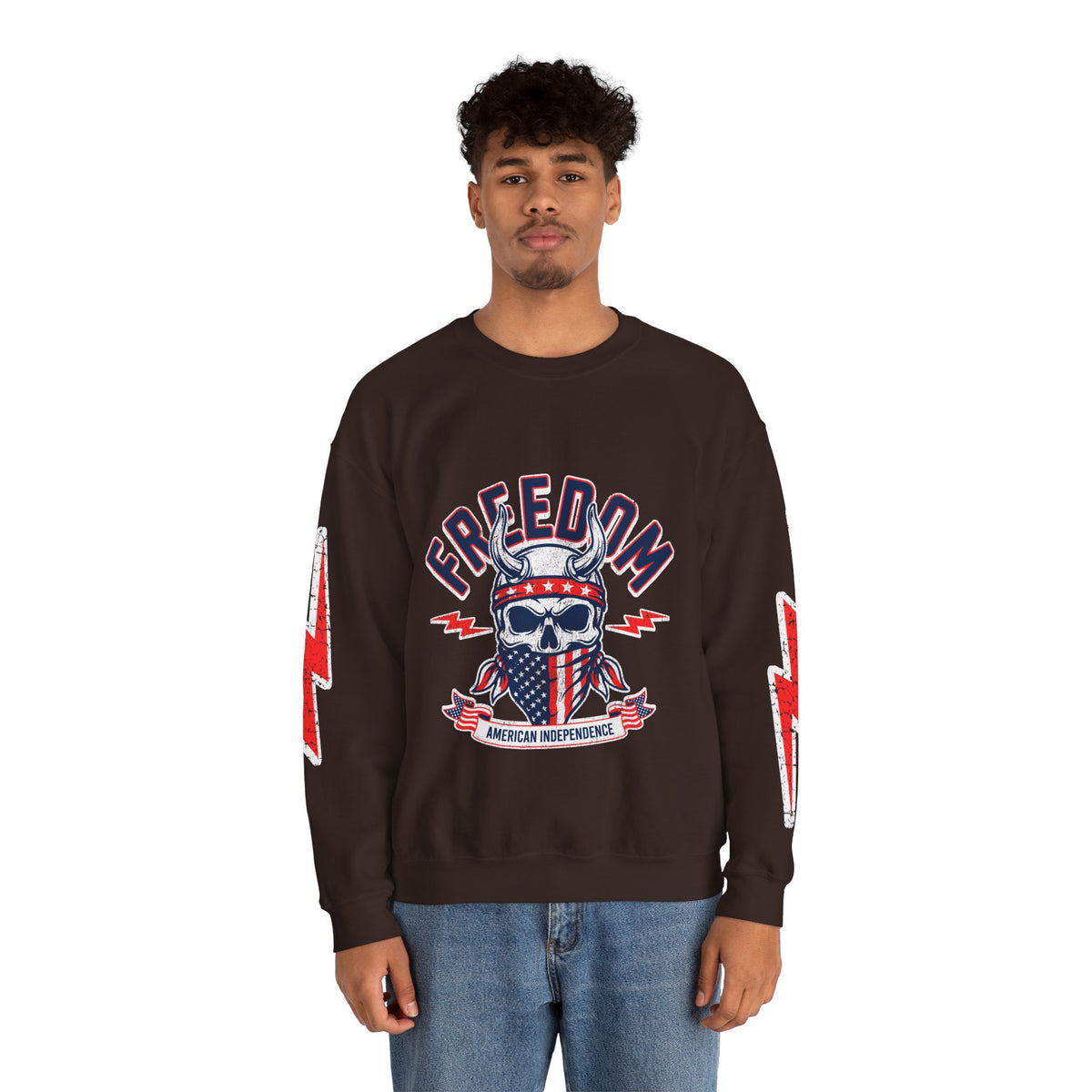 Freedom American Independence Sweatshirt, Patriotic Skull Crewneck, USA Flag Pullover, Fourth of July Outfit, Americana Gift for Him