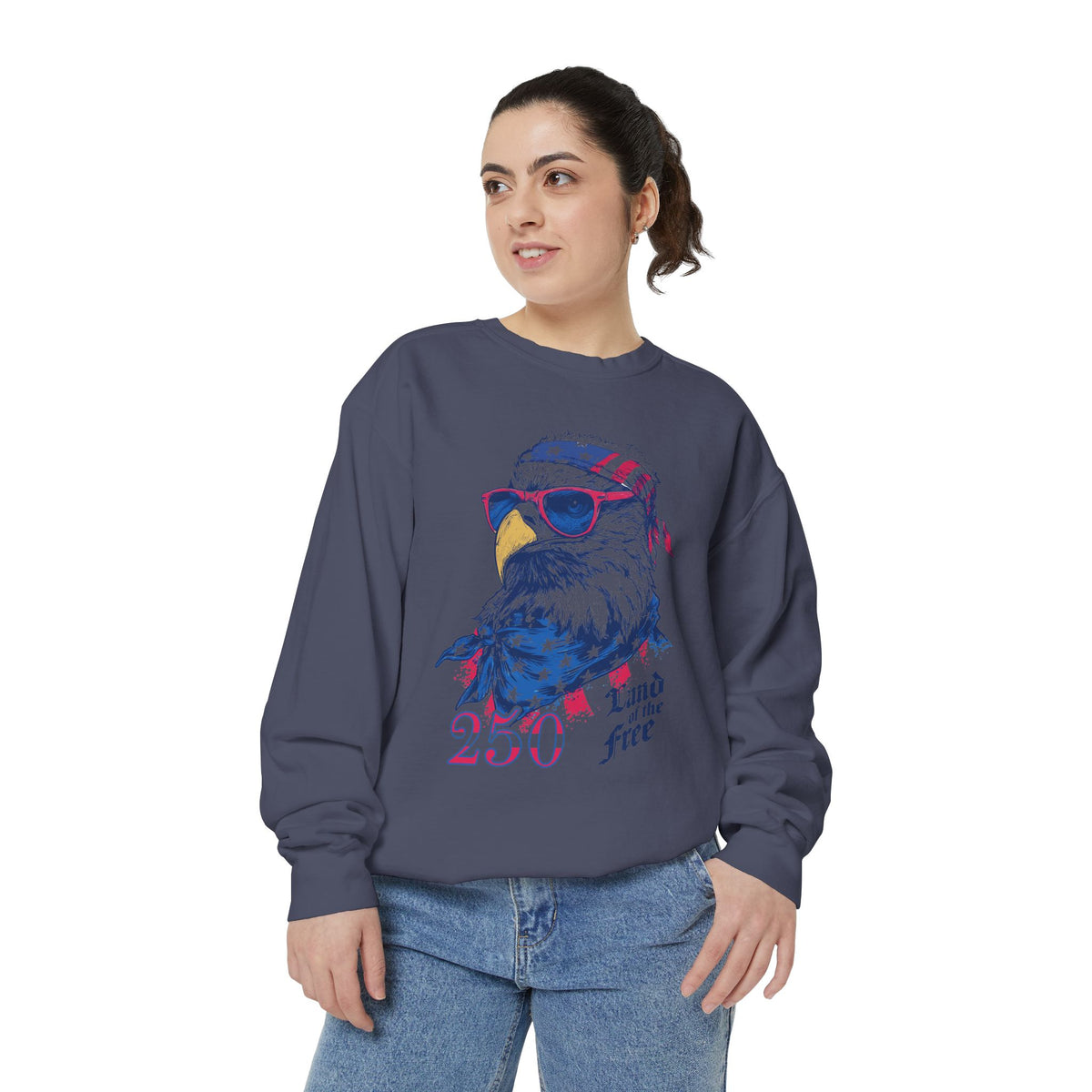 Patriotic Eagle 250 Years Sweatshirt, Land of the Free Crewneck for Women, Vintage America Graphic Sweatshirt, Fourth of July Gift