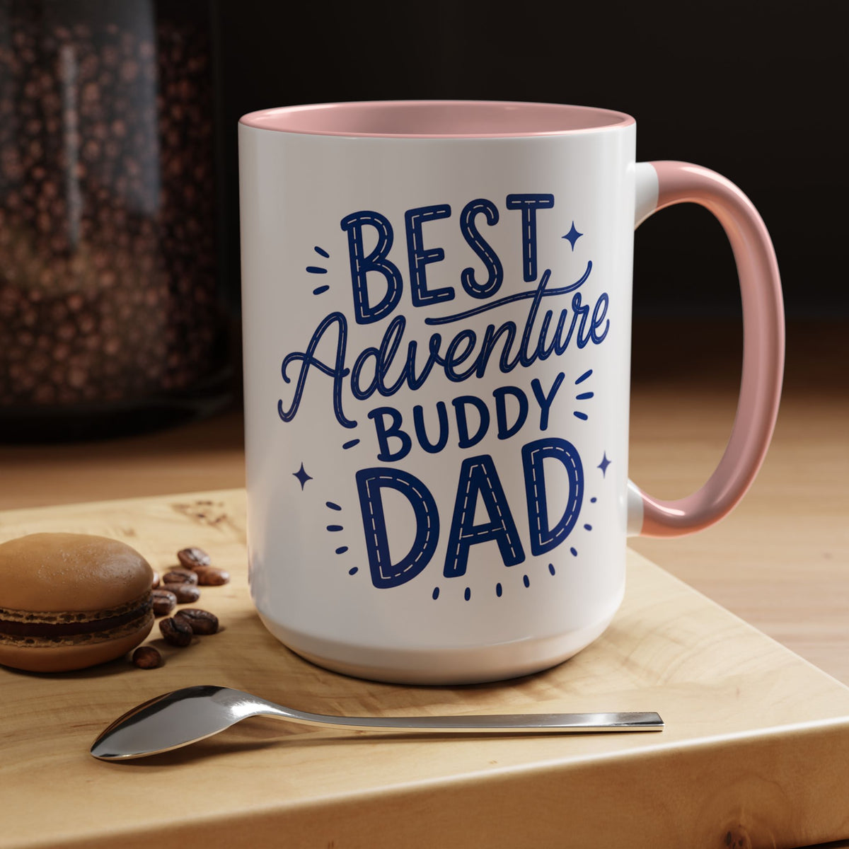 Best Adventure Buddy Dad Coffee Mug, Father's Day Gift from Kids, Travel and Hiking Outdoor Papa Ceramic Tea Cup with Black Handle