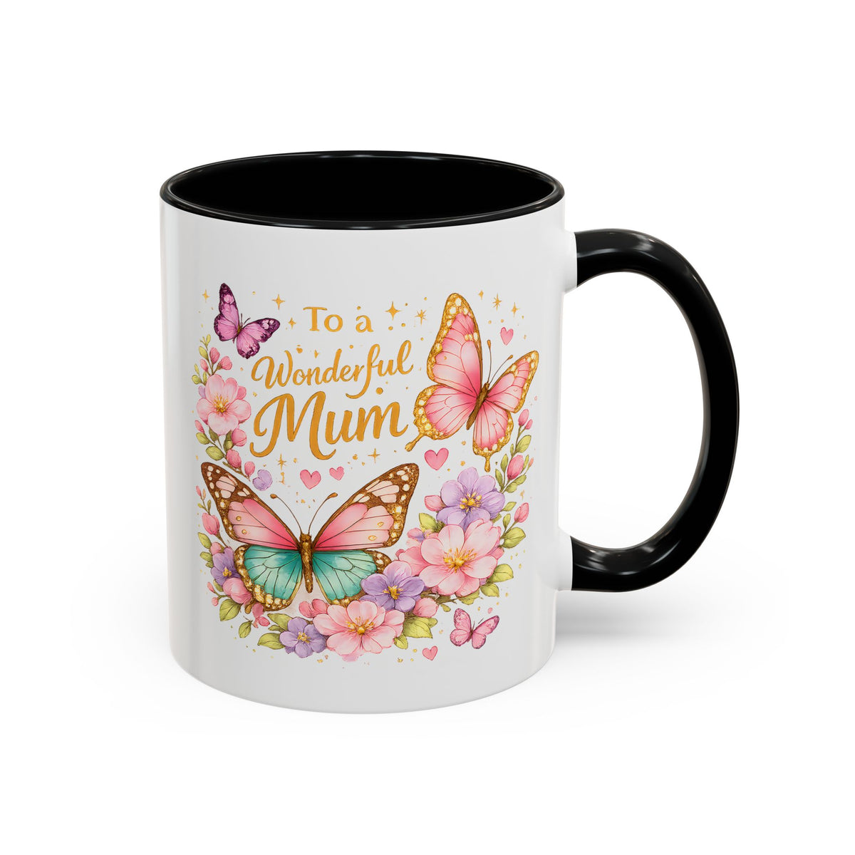 To My Wonderful Mum Butterfly Mug, Floral Mom Coffee Mug, Mother's Day Gift for Mum, Butterfly Coffee Cup, Mom Appreciation Gift