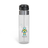 Personalized Robot Transparent Water Bottle for Boys, Custom Name Kids Water Bottle, Back to School Gift, Fun Space Themed Drink Bottle