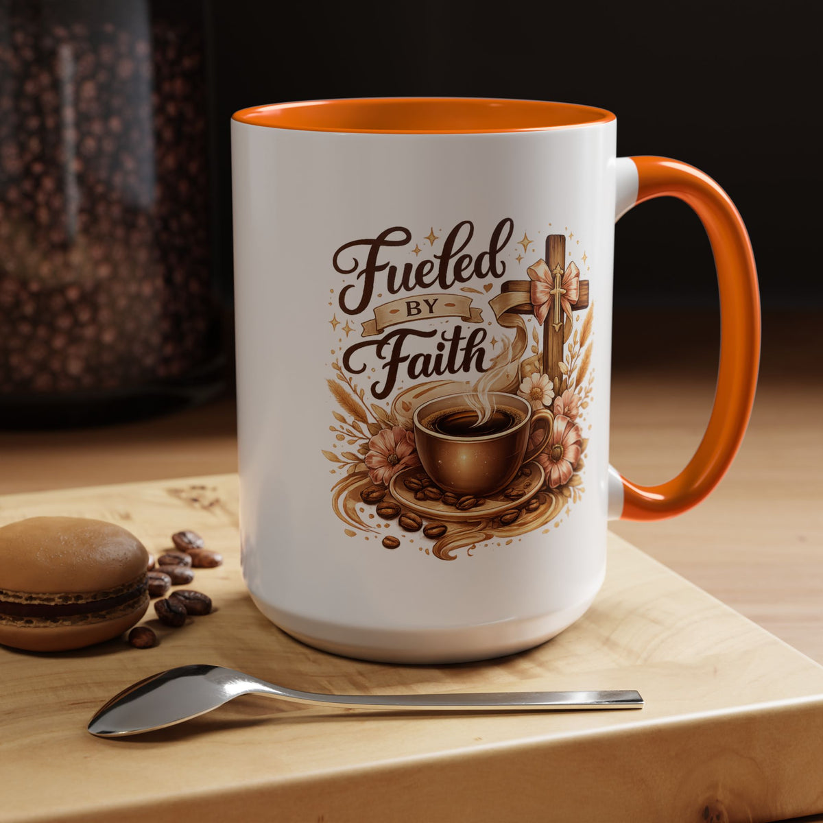 Christian Coffee Mug Fueled By Faith, Faith Based Coffee Cup, Religious Gift for Women, Prayer Warrior Mug, Inspirational Christian Gift