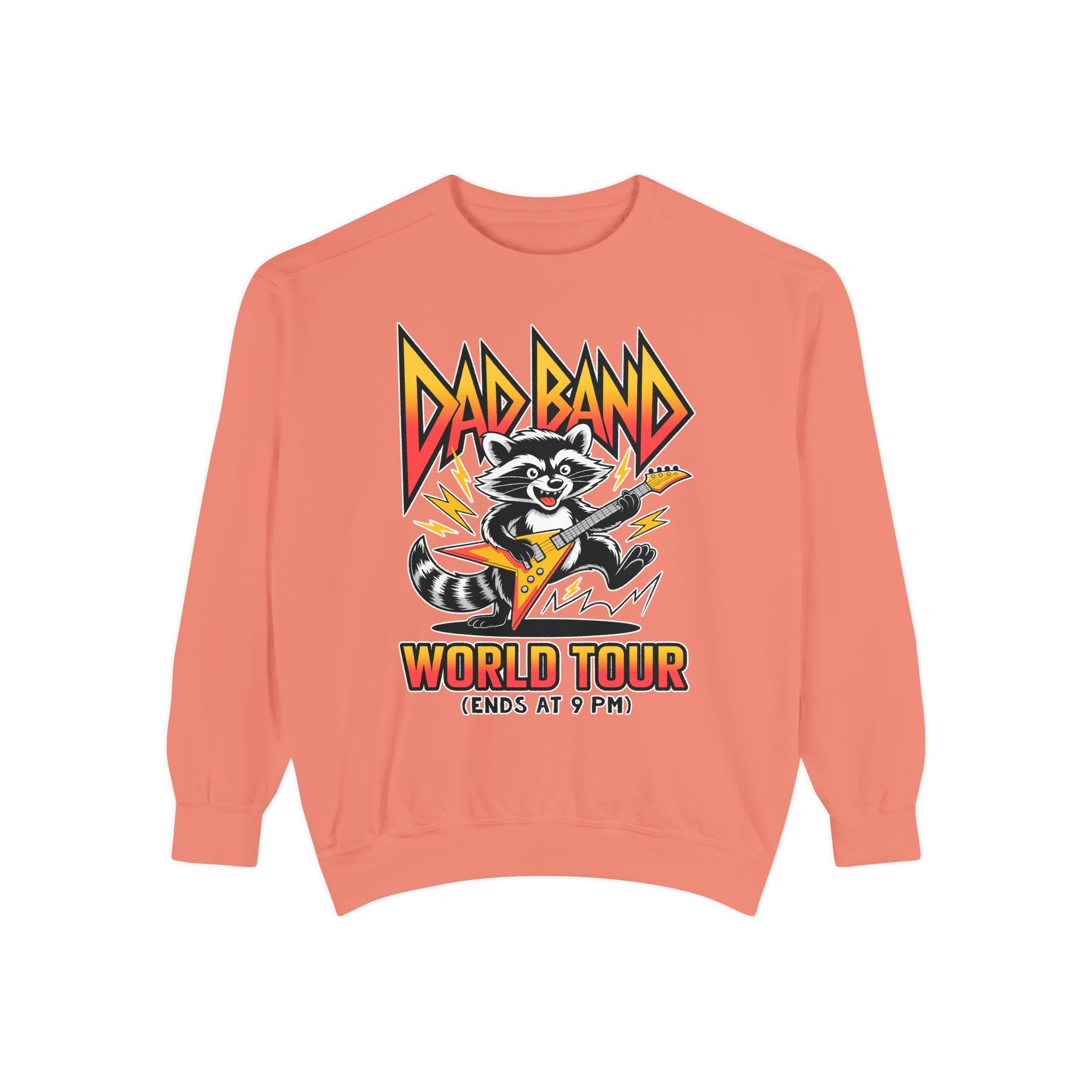 Funny Dad Band Comfort Colors Sweatshirt, Raccoon Rock Band Crewneck, World Tour Ends at 9 PM Sweatshirt, Father's Day Gift