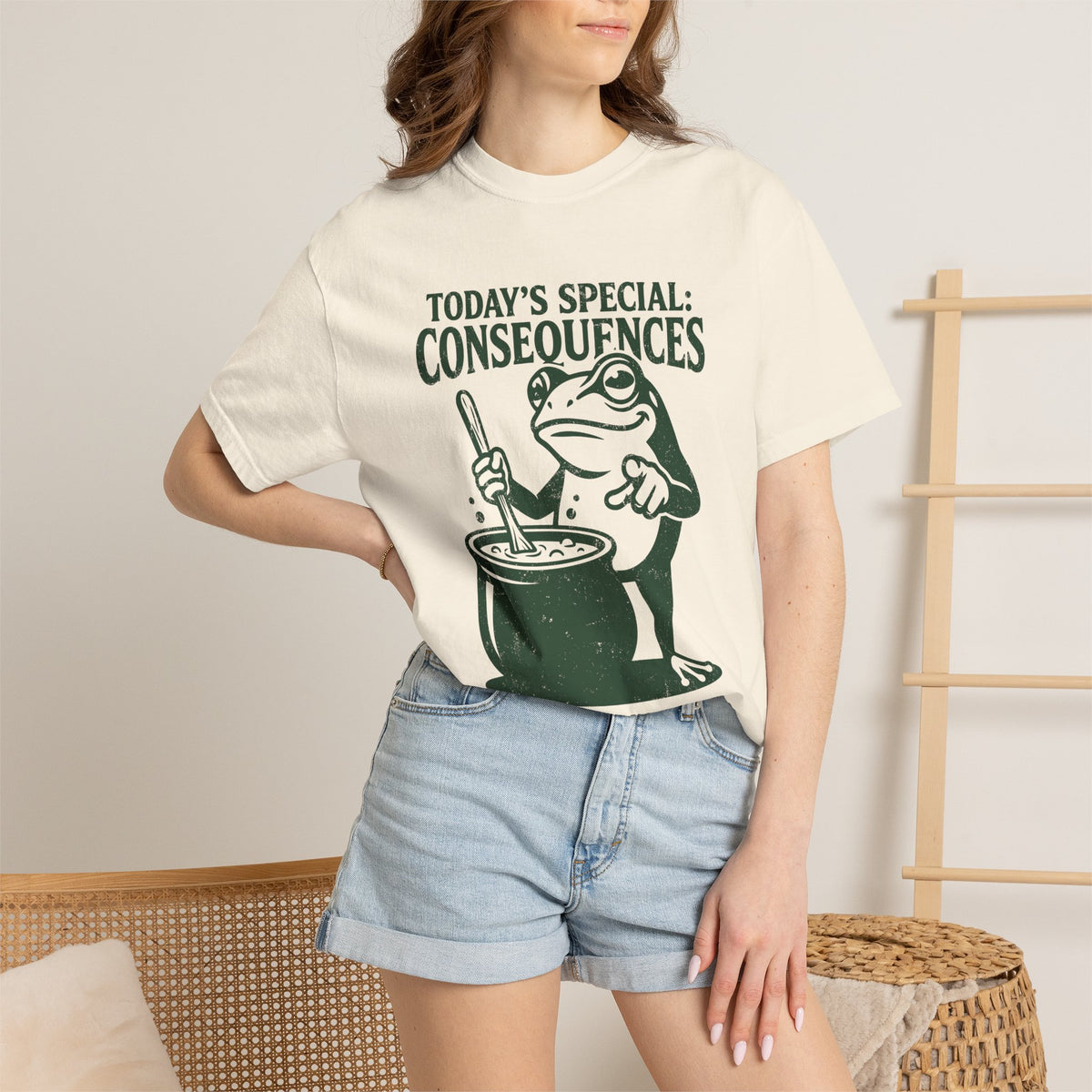 Funny Frog Consequences Shirt Comfort Colors Tee, Today's Special Consequences Teacher Shirt, Classroom Humor Gift, Retro Frog Graphic Tee