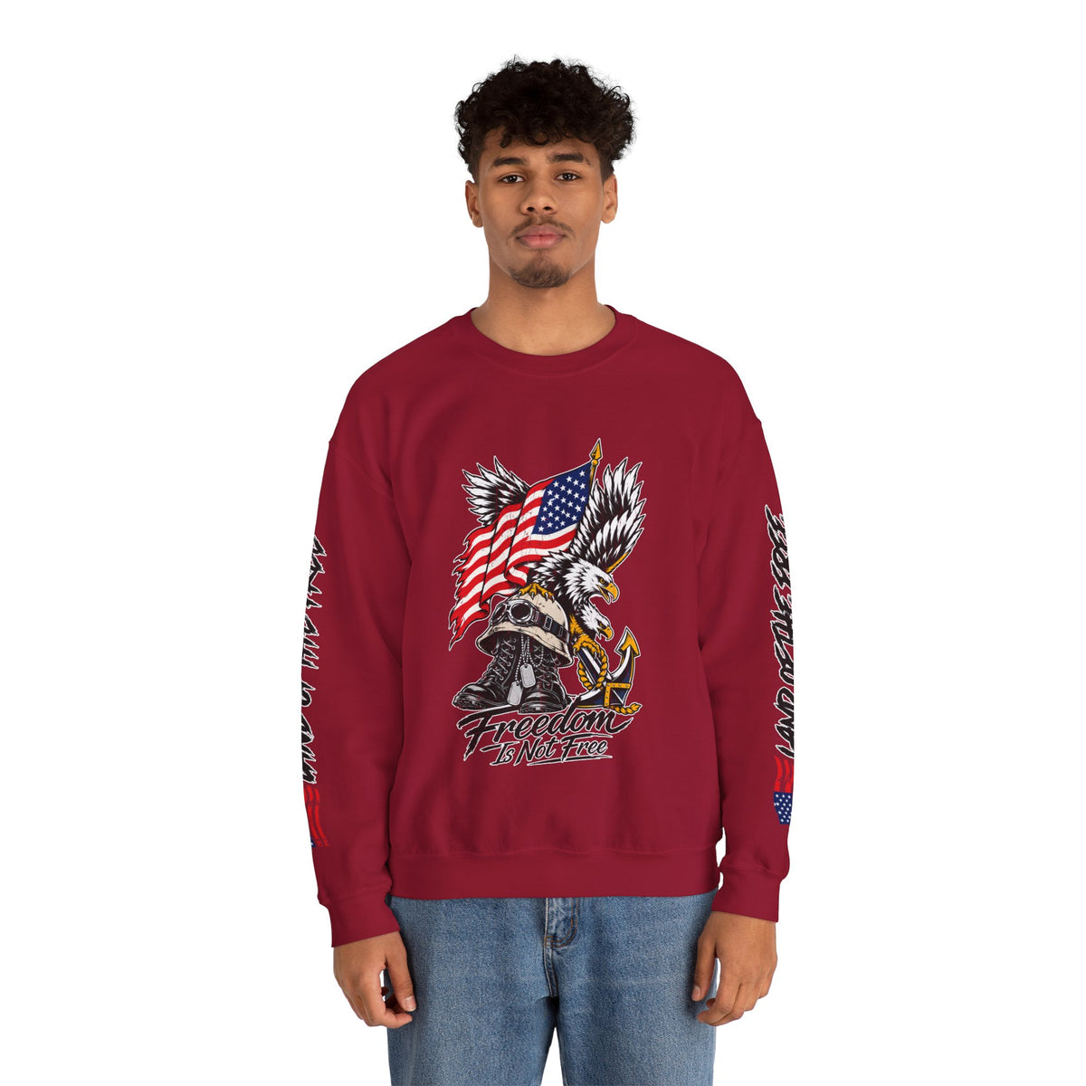 Freedom Is Not Free Sweatshirt, Patriotic Eagle Pullover, American Flag Military Style, Veterans Gift, USA Pride, Americana Clothing