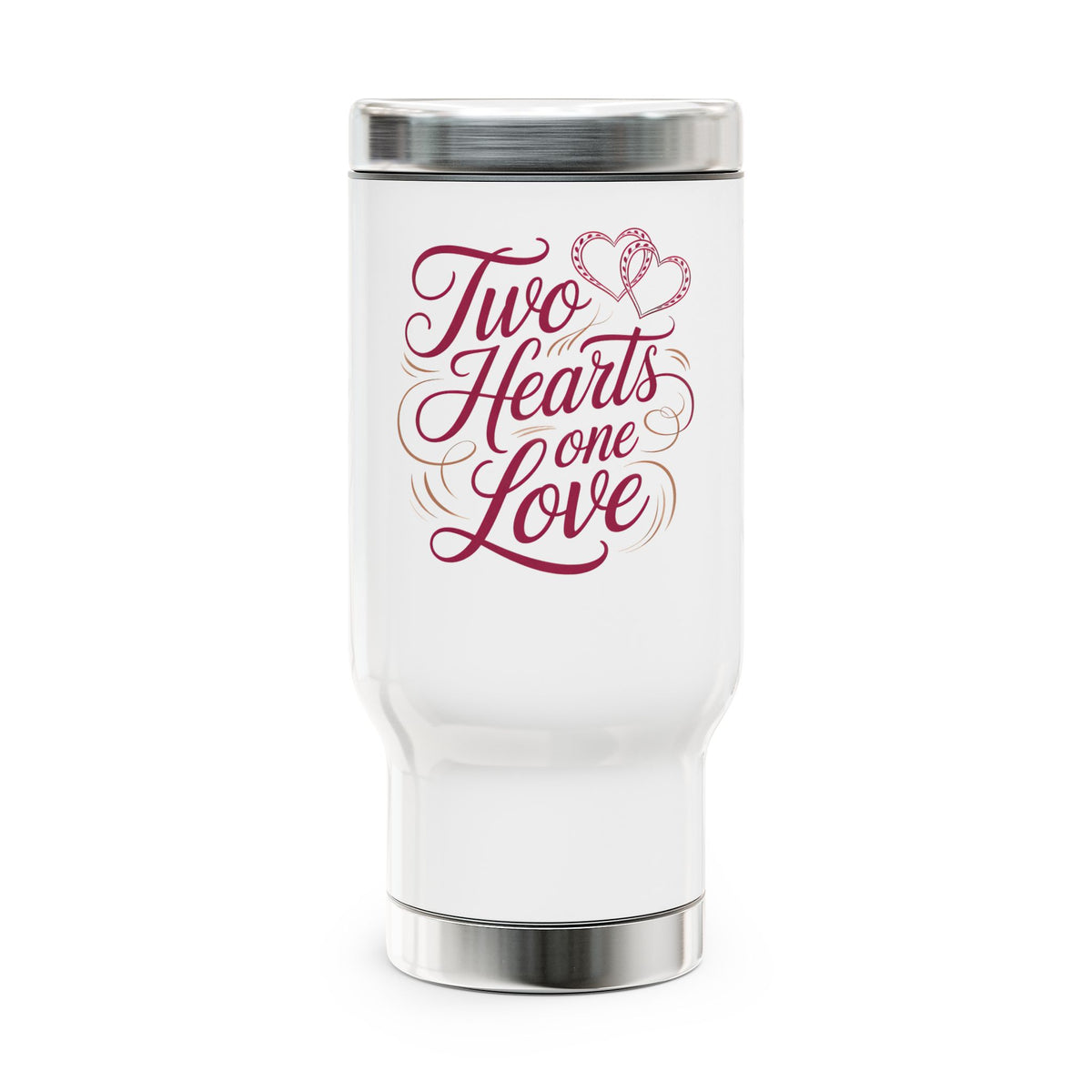 Two Hearts One Love Travel Mug, Romantic Stainless Steel Cup for Couples, Anniversary Gift for Wife or Husband, Wedding Gift, Valentine Gift