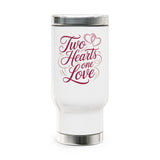 Two Hearts One Love Travel Mug, Romantic Stainless Steel Cup for Couples, Anniversary Gift for Wife or Husband, Wedding Gift, Valentine Gift