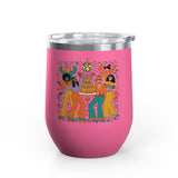 Retro Disco Birthday Wine Tumbler, 70s Roller Skating Party Design, Groovy Drinkware Gift for a Skater Friend Who Loves Vintage Aesthetics