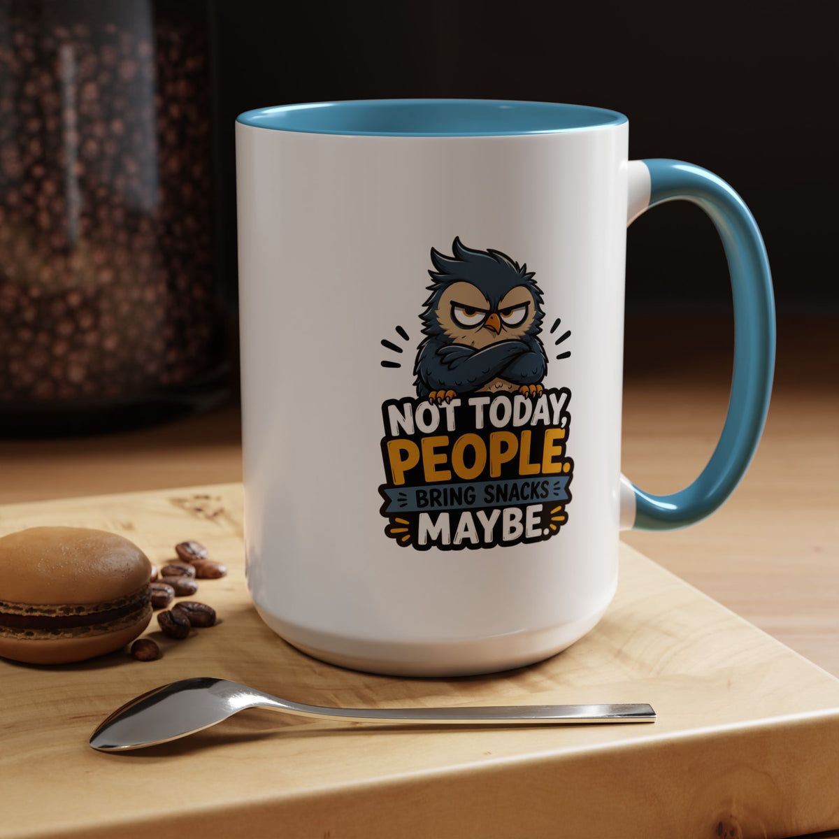 Not Today People Mug, Funny Owl Coffee Cup, Introvert Humor Gift for Coworker, Funny Snack Lover Present, Sarcastic Office Drinkware