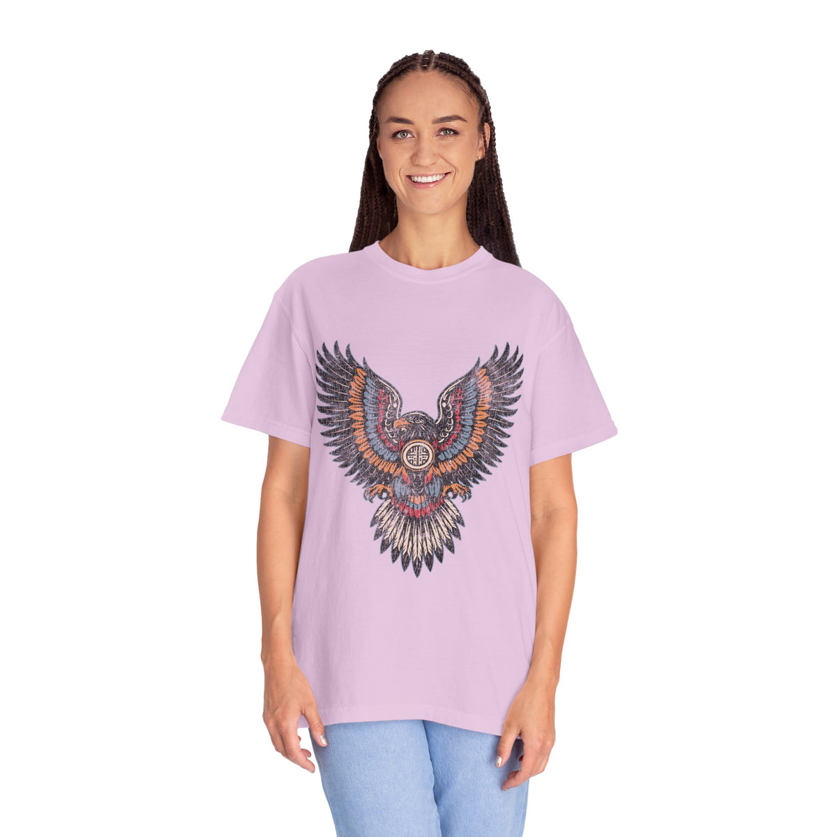 Ornamental Eagle Shirt, Retro Tattoo Style Bird Graphic, Gift for Wildlife Art Lovers, Boho Festival Outfits and Everyday Casual Wear