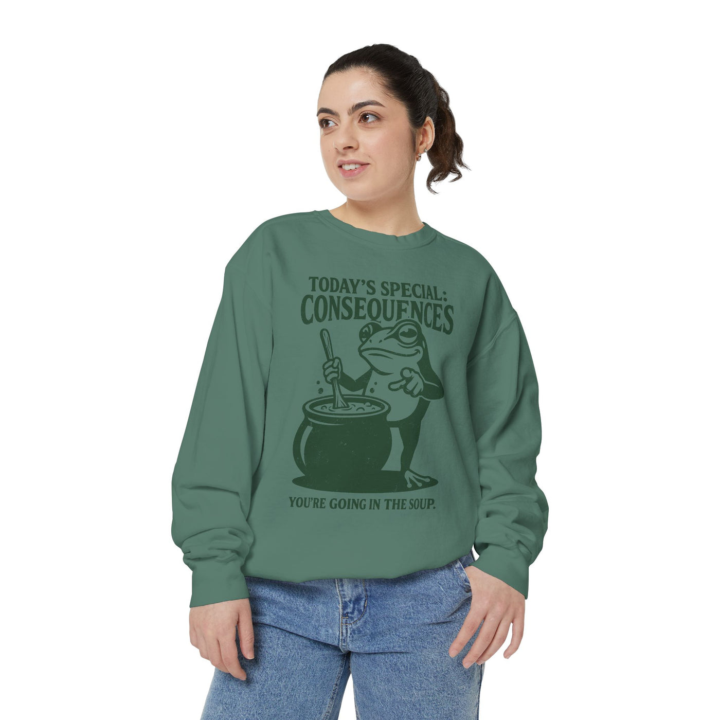 Funny Frog Comfort Colors Sweatshirt, Today's Special Consequences Graphic Crewneck, Sarcastic Meme Sweatshirt Gift